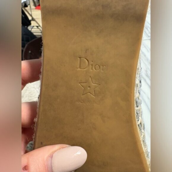 Lightly used- DIOR Granville Embroidered MeshCotton Flat Espadrille - Picture 5 of 15